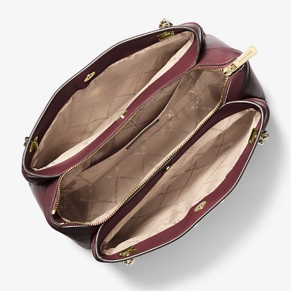 Michael Kors Whitney Medium Quilted Tote Bag NWT In Oxblood Color - Picture 3 of 6